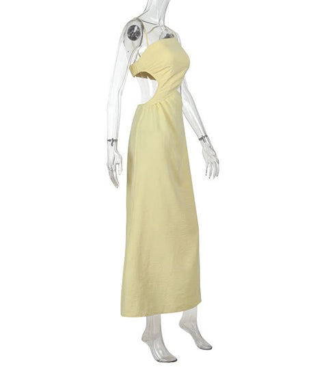 Chic Lemon Yellow Cut-Out Maxi Dress - Your Ultimate Resort & Vacation Gown