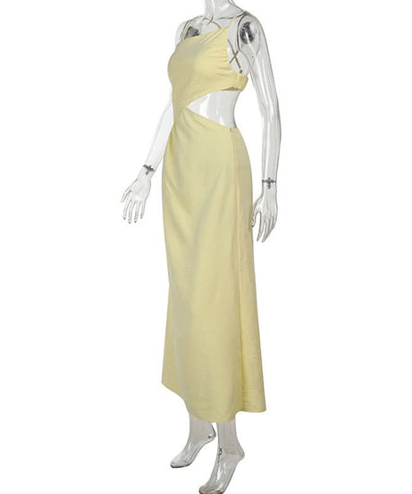 Chic Lemon Yellow Cut-Out Maxi Dress - Your Ultimate Resort & Vacation Gown