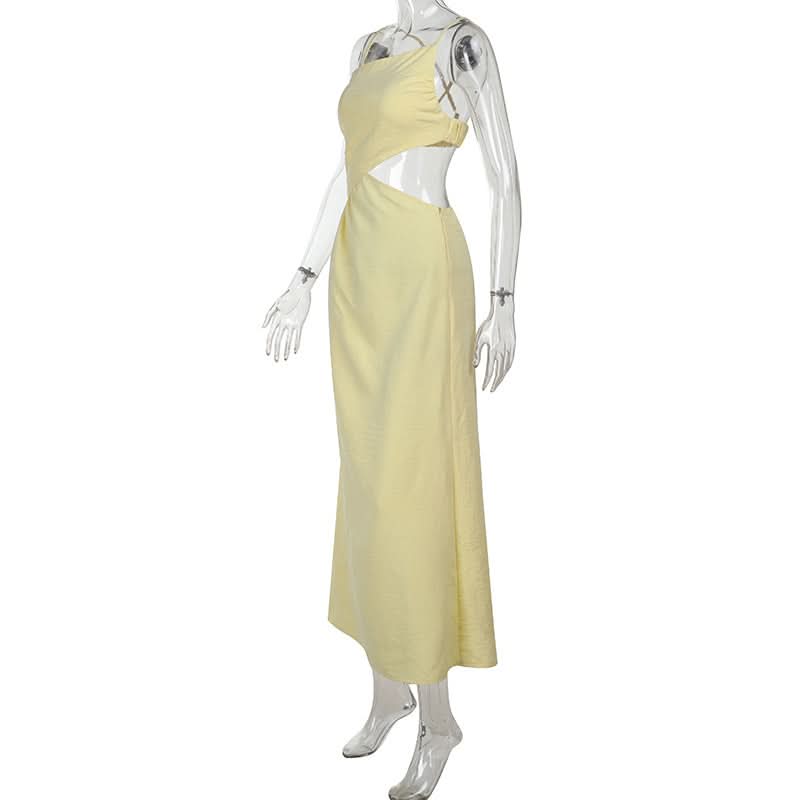 Chic Lemon Yellow Cut-Out Maxi Dress - Your Ultimate Resort & Vacation Gown
