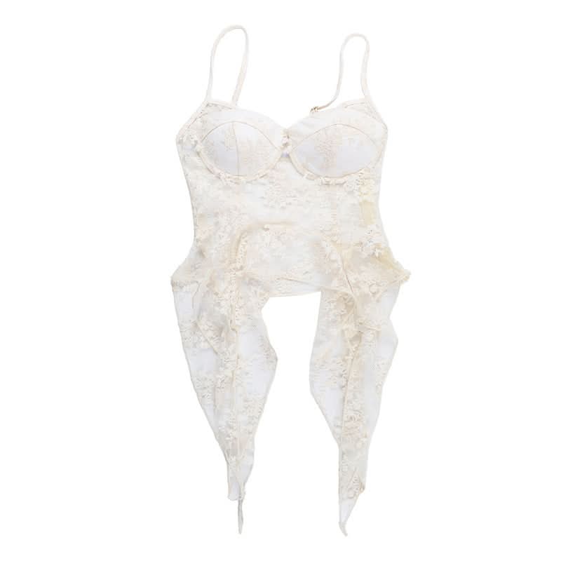 Whimsical Floral Lace Babydoll Cami Top - Ethereal Fall Style & Halloween Party Ready