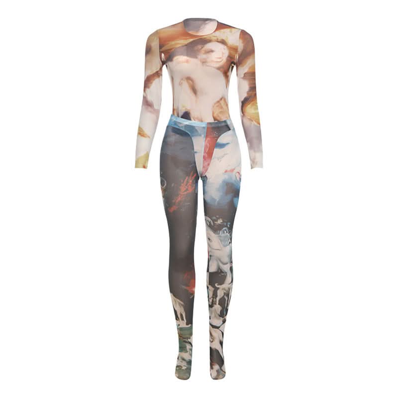 Artistic Odyssey Mesh Set: Long Sleeve Top & Leggings – Your Fall 2025 Statement