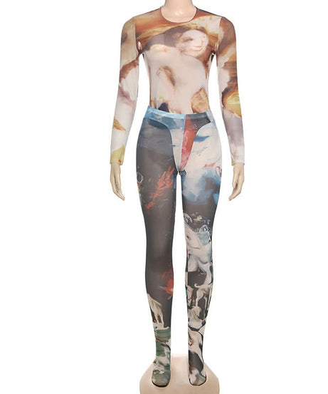Artistic Odyssey Mesh Set: Long Sleeve Top & Leggings – Your Fall 2025 Statement
