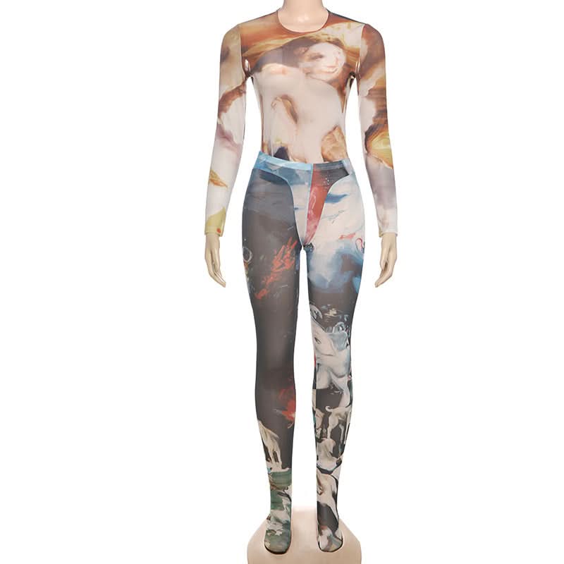 Artistic Odyssey Mesh Set: Long Sleeve Top & Leggings – Your Fall 2025 Statement