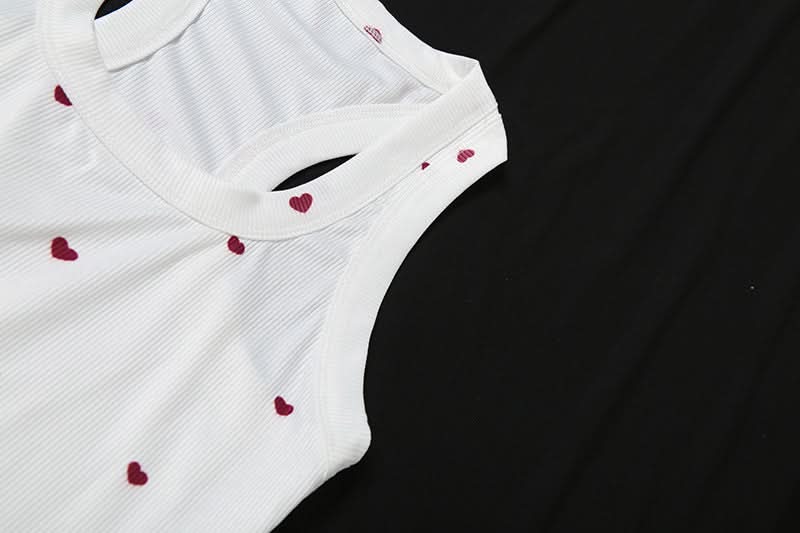 Sweet Hearts Ribbed Square Neck Tank & Shorts Set – Cozy Loungewear & Pajamas for Fall