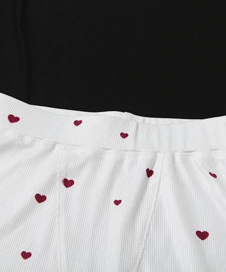Sweet Hearts Ribbed Square Neck Tank & Shorts Set – Cozy Loungewear & Pajamas for Fall