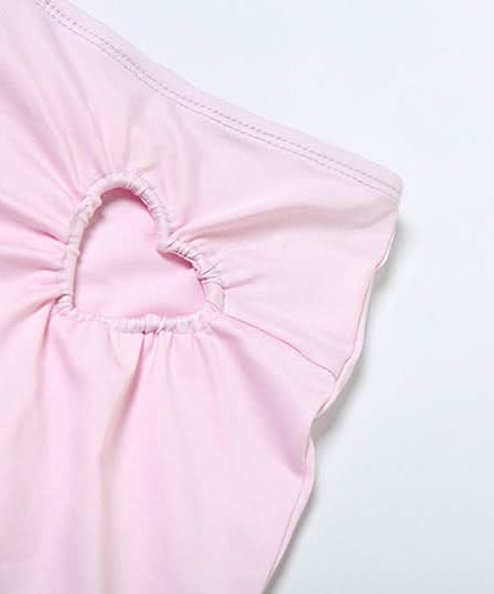 Autumn Dream Pink Heart Ruched Flare Set - Y2K Chic Loungewear Co-ord for Women