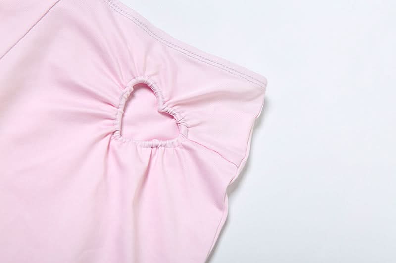 Autumn Dream Pink Heart Ruched Flare Set - Y2K Chic Loungewear Co-ord for Women