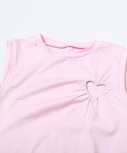 Autumn Dream Pink Heart Ruched Flare Set - Y2K Chic Loungewear Co-ord for Women