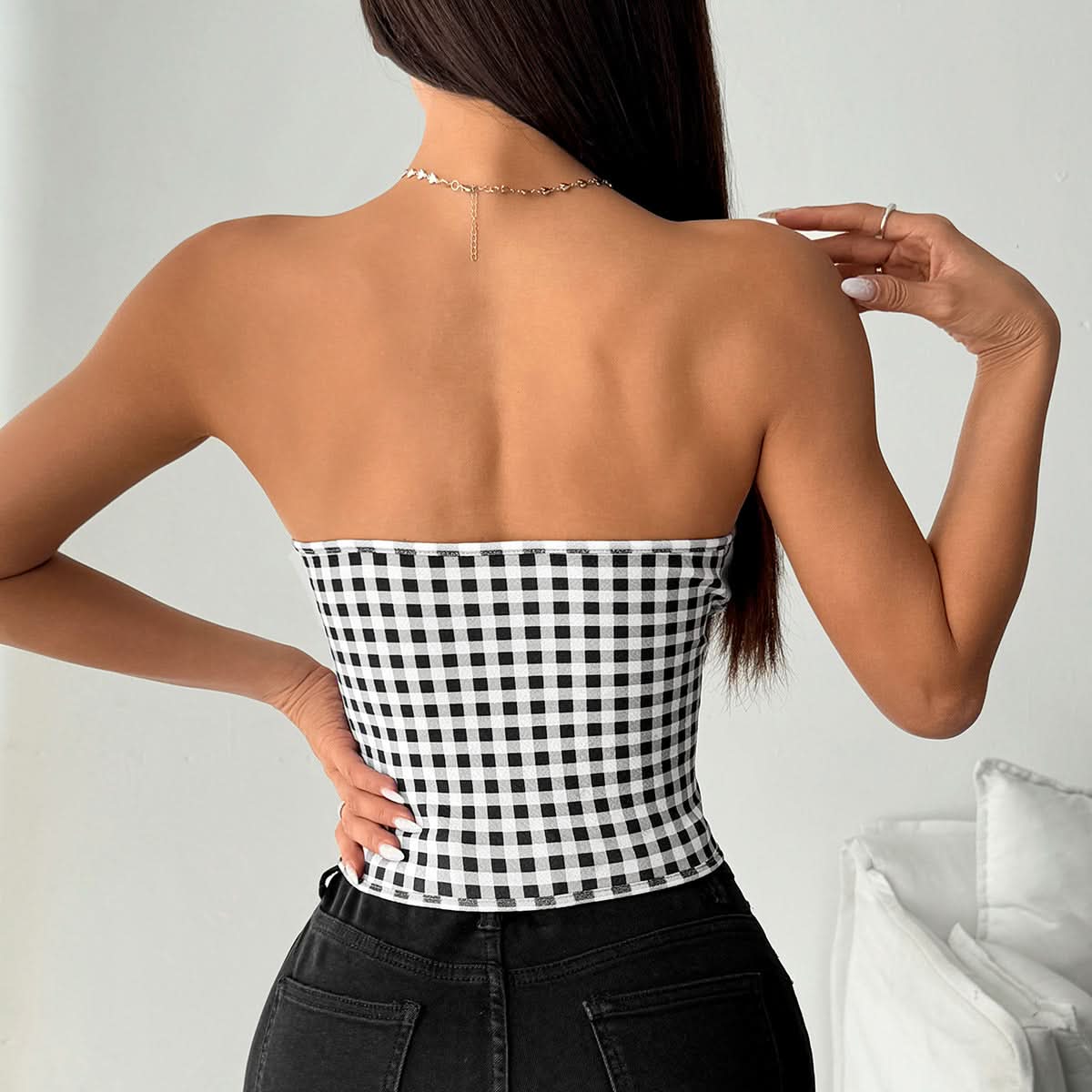 Fall Ready Gingham Sweetheart Corset Top with Playful Bow Tie – Your Ultimate Autumn Style Statement