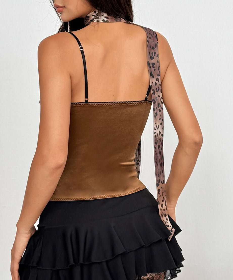 Fierce Leopard Print Corset Cami Top – Your Go-To for Fall Nights & Halloween Glam