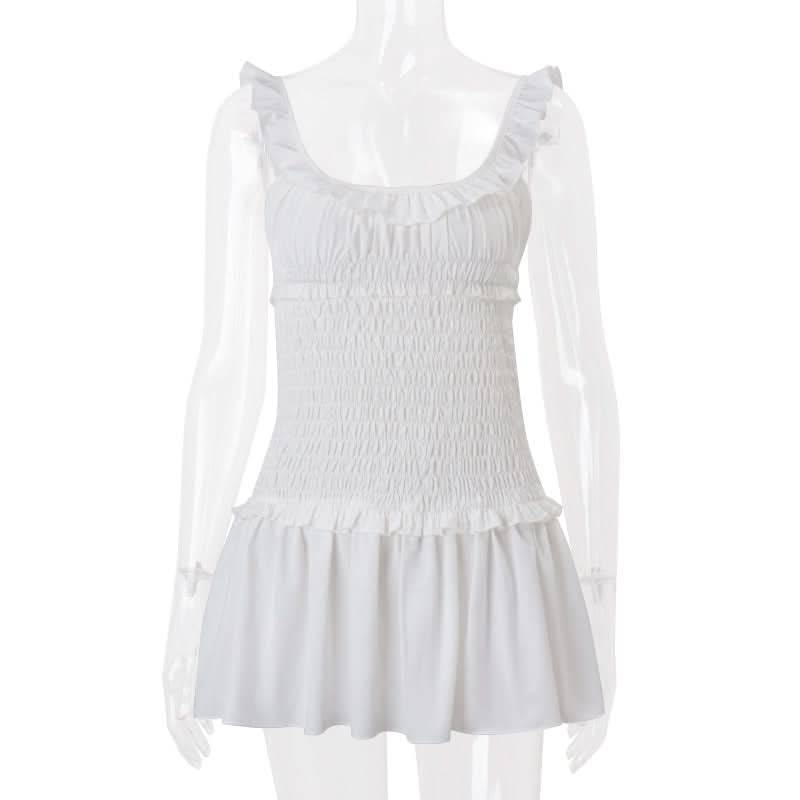 Effortless White Smocked Ruffle Mini Dress | Your Perfect Fall Getaway & Resort Vacation Style