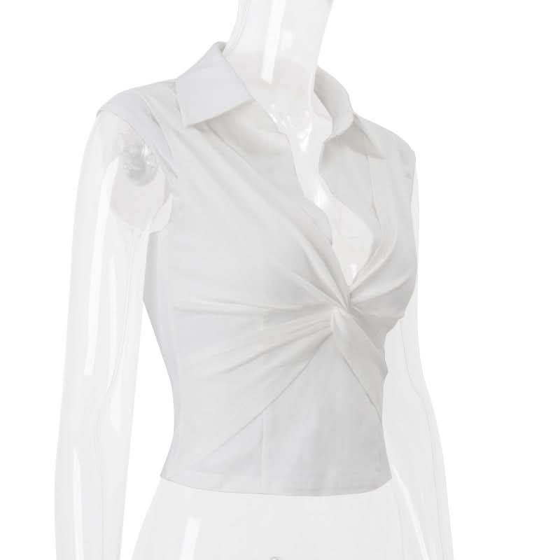 Chic White Collared Twist-Front Top | Effortless Fall & Layering Essential