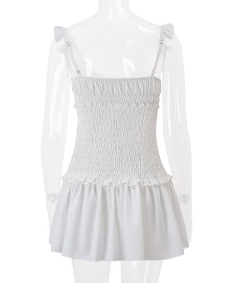Effortless White Smocked Ruffle Mini Dress | Your Perfect Fall Getaway & Resort Vacation Style
