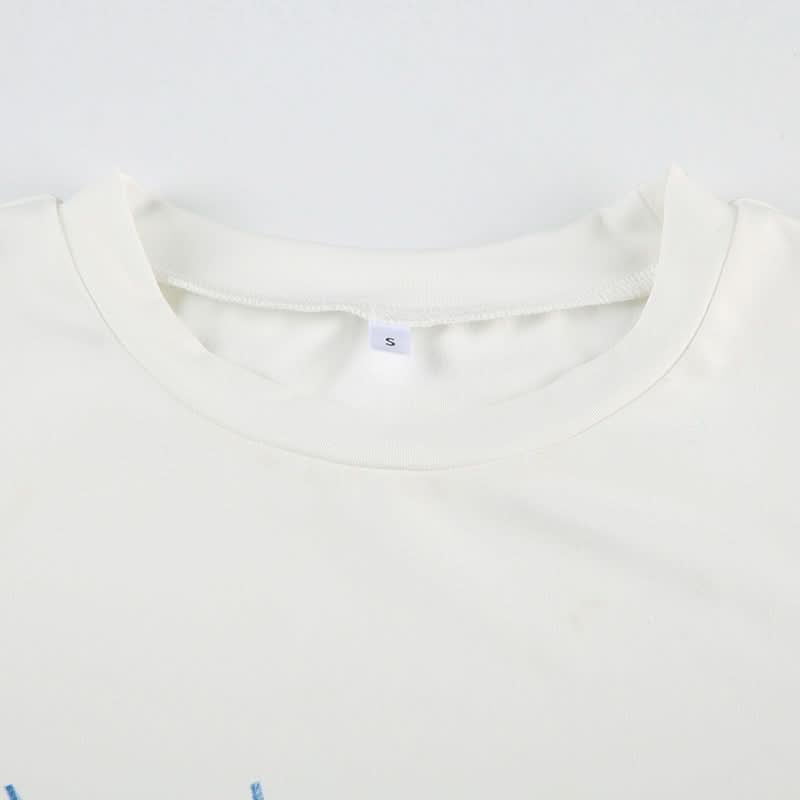 Summer Days Dreamer Blue Bikini Graphic Crop Top | Soft & Stretchy Vacation Tee for Women