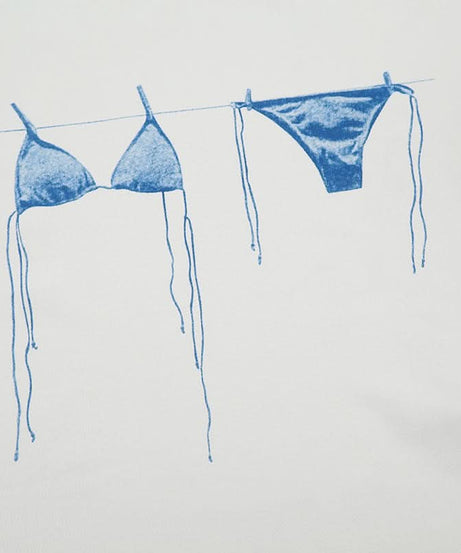 Summer Days Dreamer Blue Bikini Graphic Crop Top | Soft & Stretchy Vacation Tee for Women