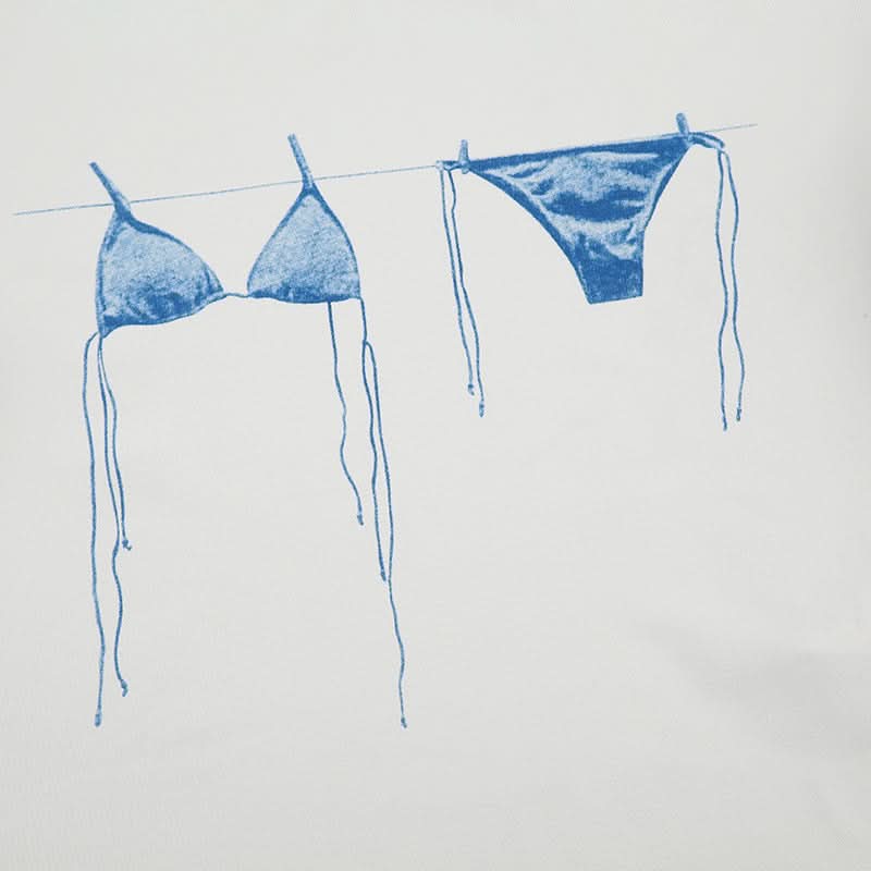 Summer Days Dreamer Blue Bikini Graphic Crop Top | Soft & Stretchy Vacation Tee for Women