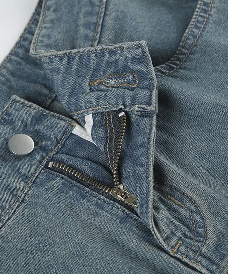 Effortless Fall Chic: Women's Tiered Denim Maxi Skirt with Pockets