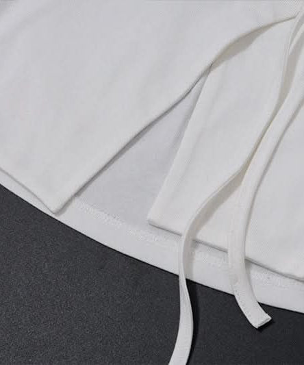 Chic White Halter Cut-Out Crop Top with Adjustable Tie Side – Perfect for Fall Layering & Nights Out