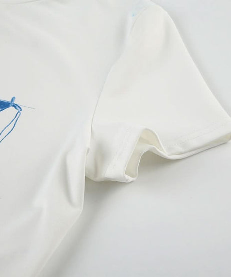 Summer Days Dreamer Blue Bikini Graphic Crop Top | Soft & Stretchy Vacation Tee for Women