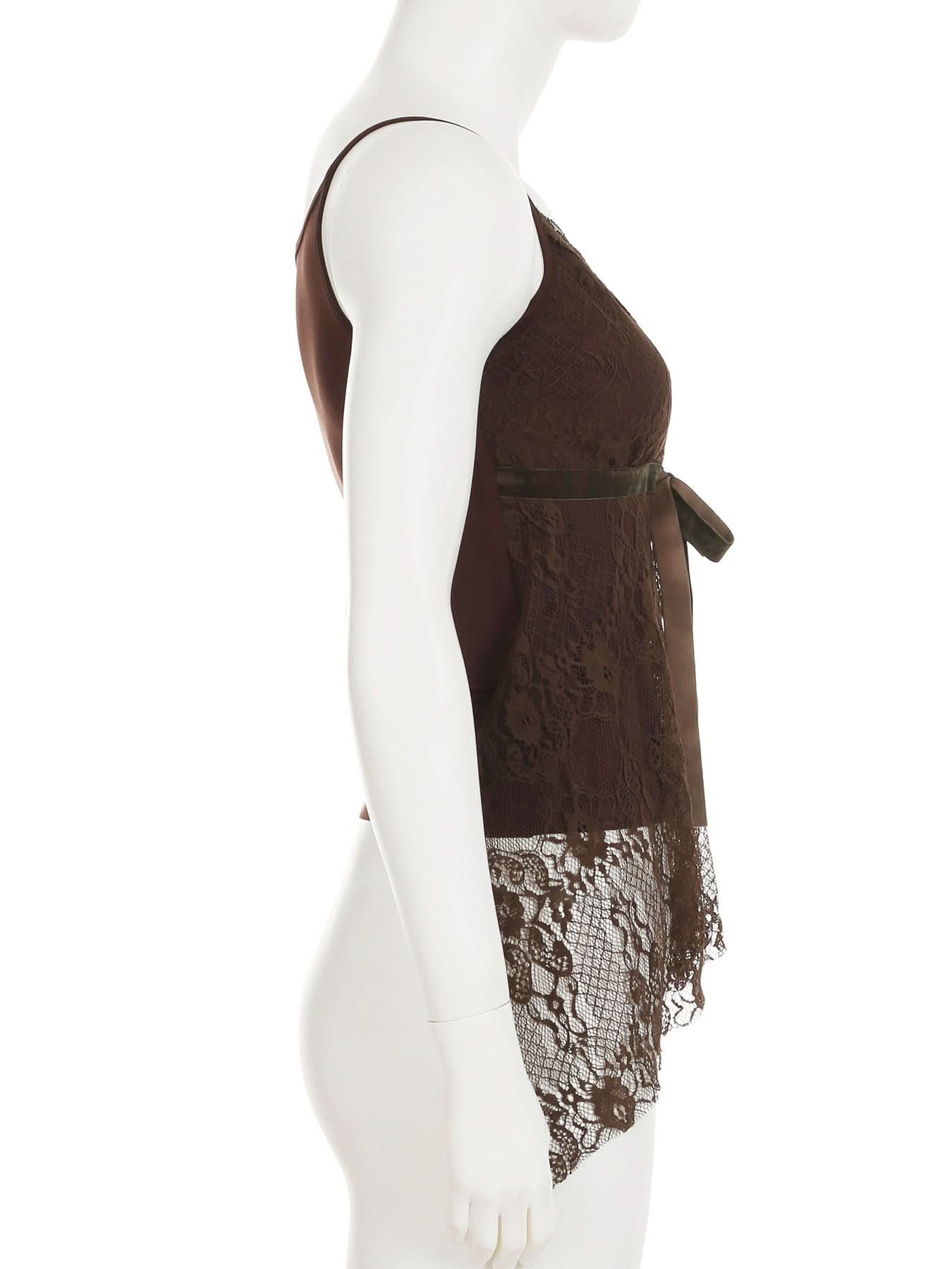 Autumn Romance: Elegant Chocolate Lace V-Neck Cami Top with Velvet Bow | Fall Layering Essential