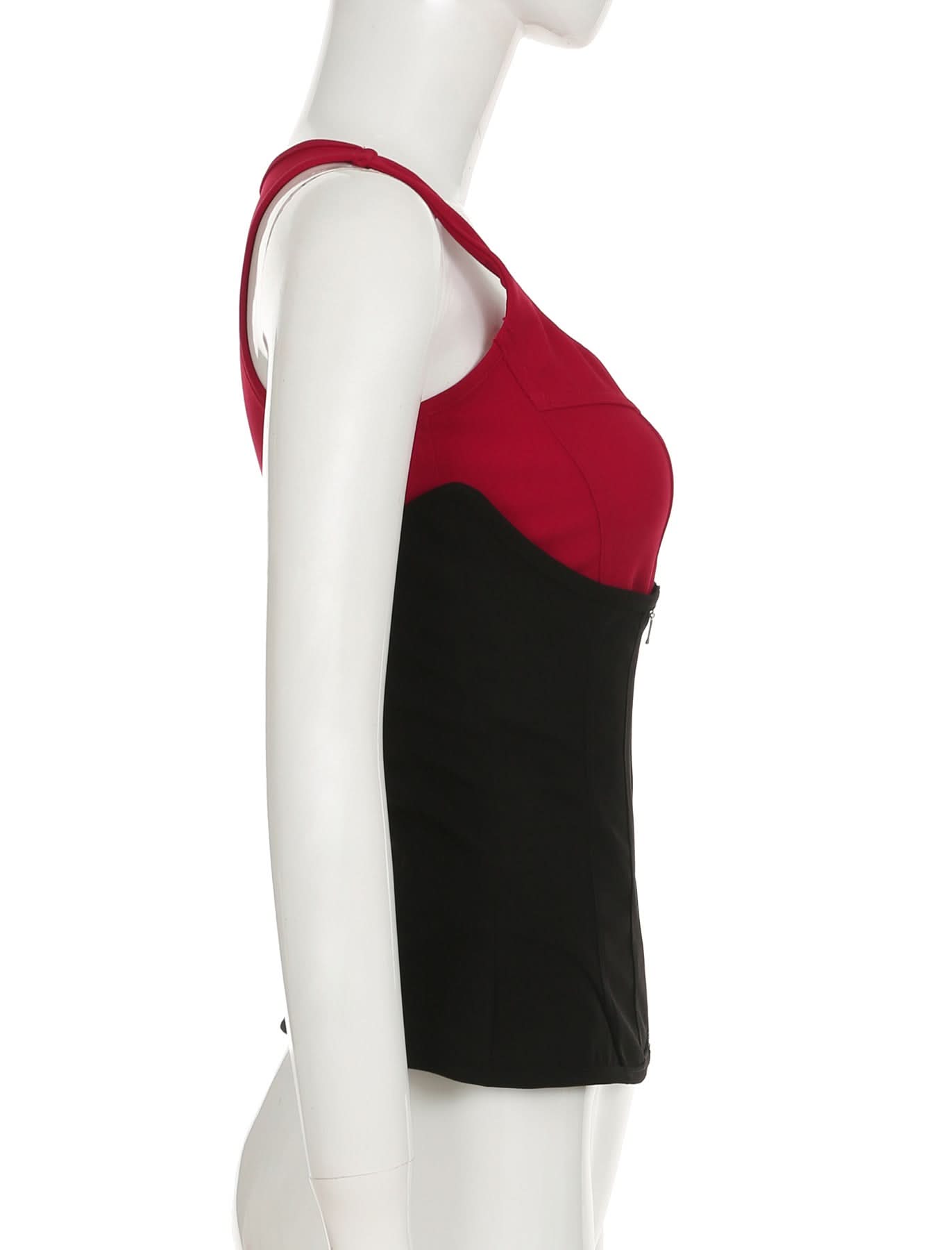 Fall Chic 2-in-1 Sculpting Square Neck Corset Tank Top - Red & Black