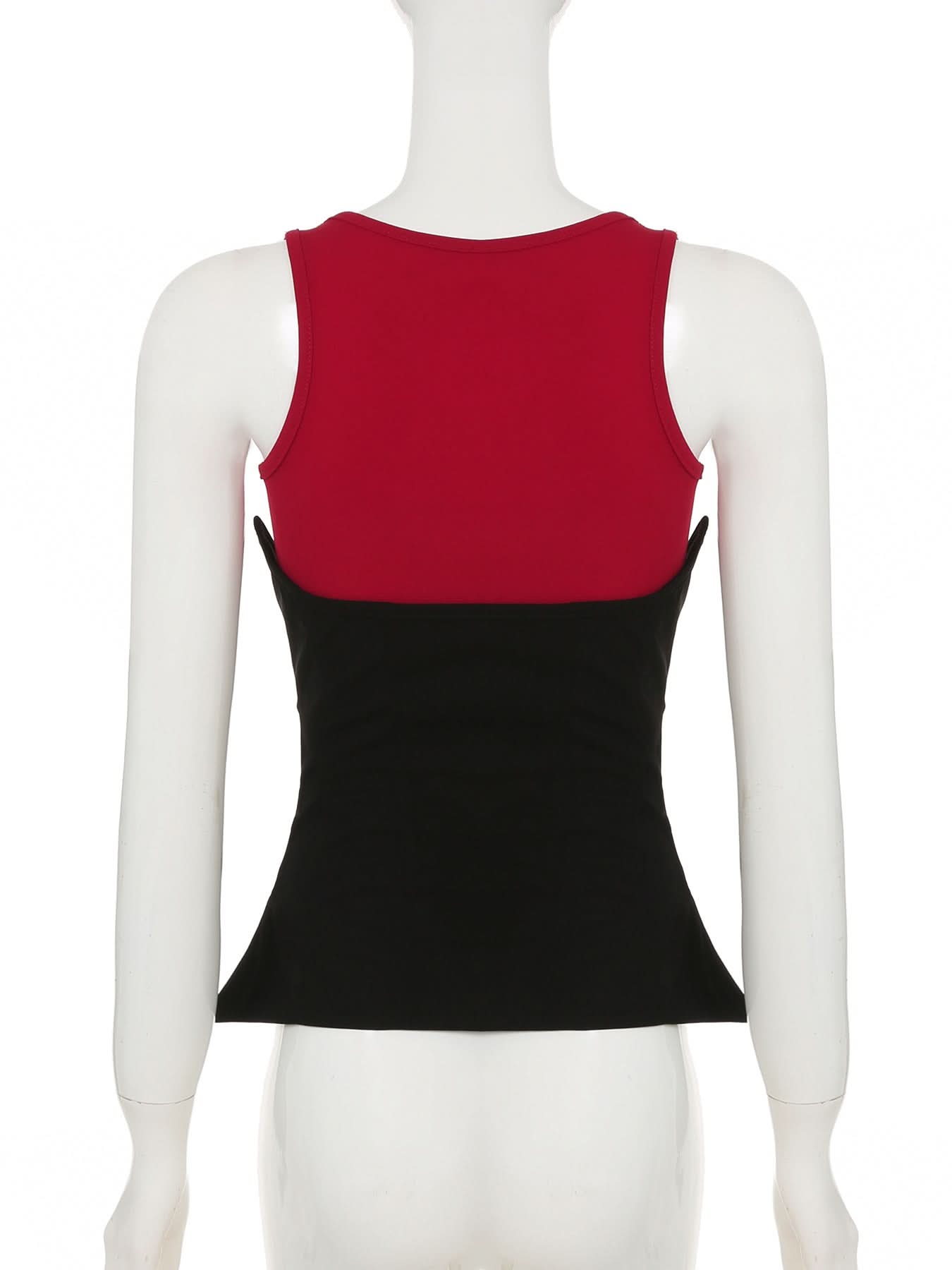 Fall Chic 2-in-1 Sculpting Square Neck Corset Tank Top - Red & Black