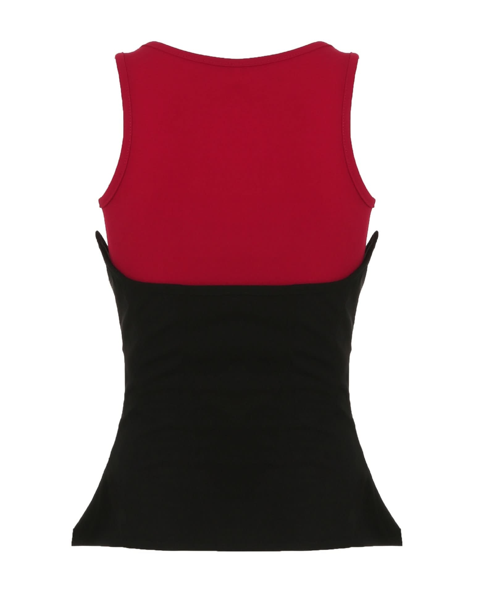 Fall Chic 2-in-1 Sculpting Square Neck Corset Tank Top - Red & Black