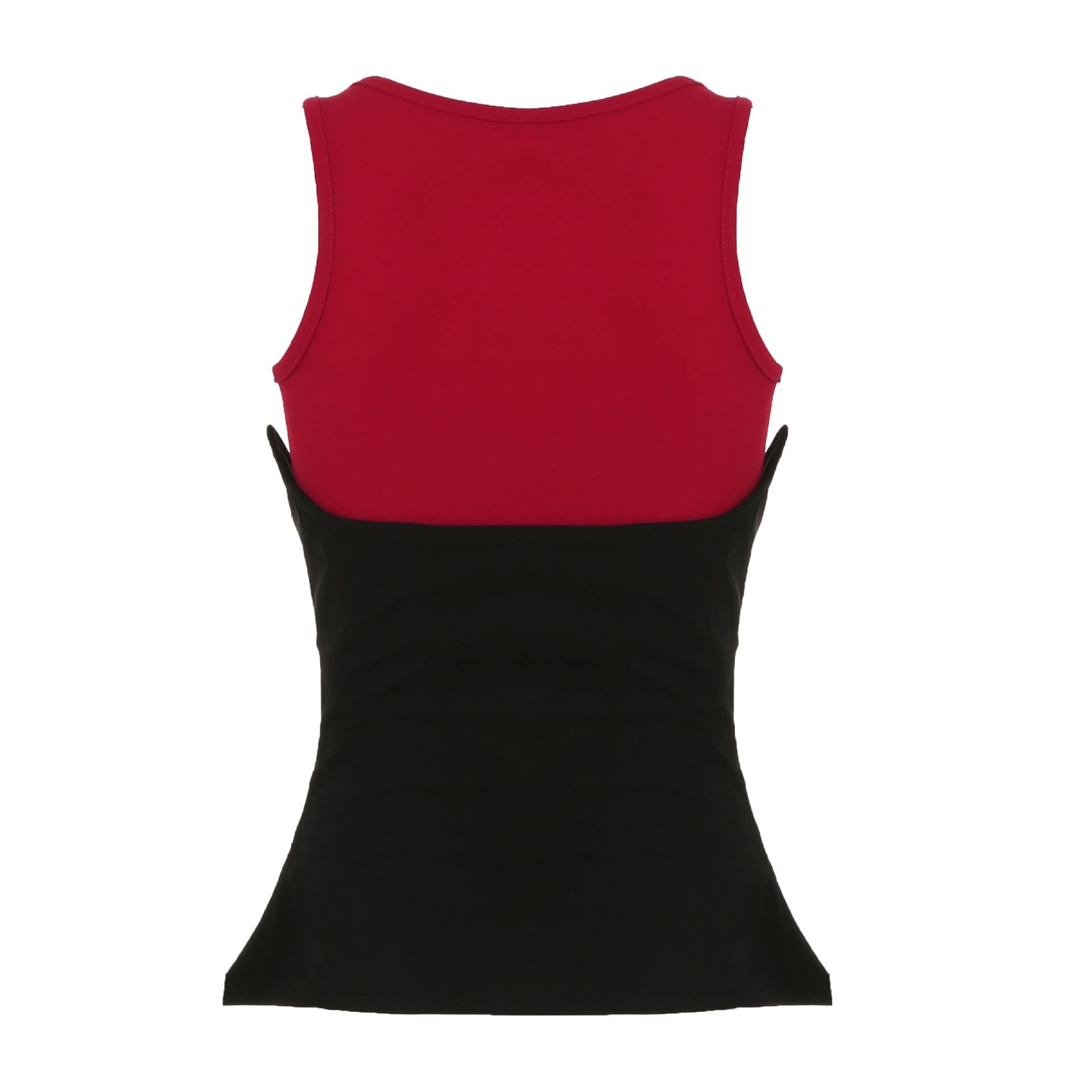 Fall Chic 2-in-1 Sculpting Square Neck Corset Tank Top - Red & Black
