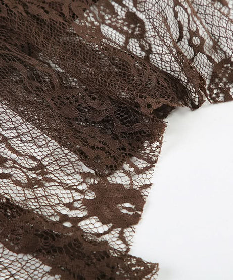 Autumn Romance: Elegant Chocolate Lace V-Neck Cami Top with Velvet Bow | Fall Layering Essential