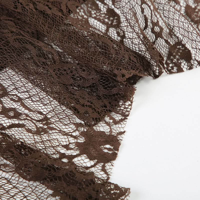 Autumn Romance: Elegant Chocolate Lace V-Neck Cami Top with Velvet Bow | Fall Layering Essential