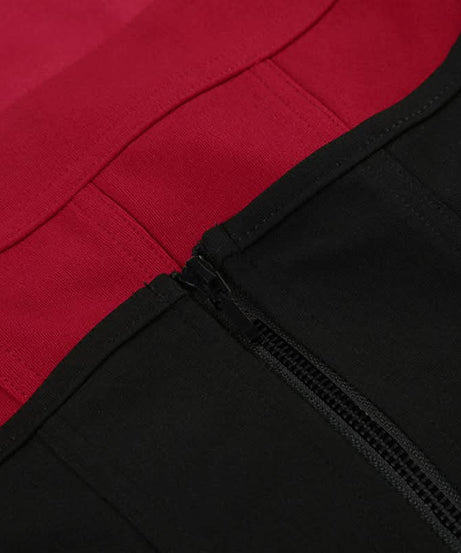 Fall Chic 2-in-1 Sculpting Square Neck Corset Tank Top - Red & Black