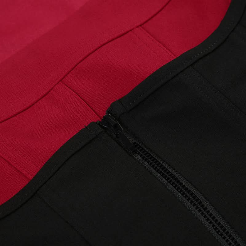 Fall Chic 2-in-1 Sculpting Square Neck Corset Tank Top - Red & Black