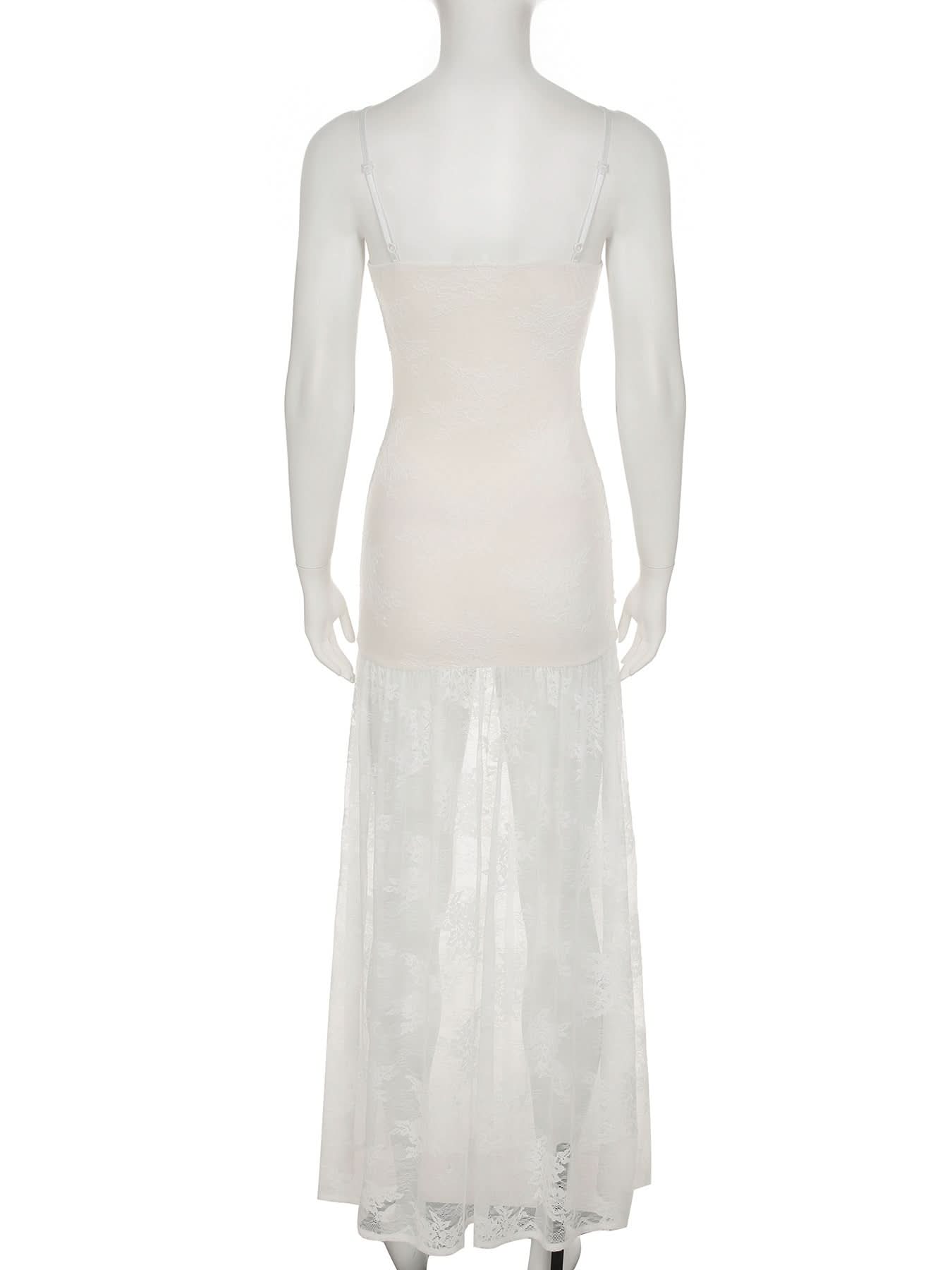 Sultry Sheer Lace Overlay Maxi Dress | High Slit Ruched Bodycon Cami for Fall & Holiday Glam