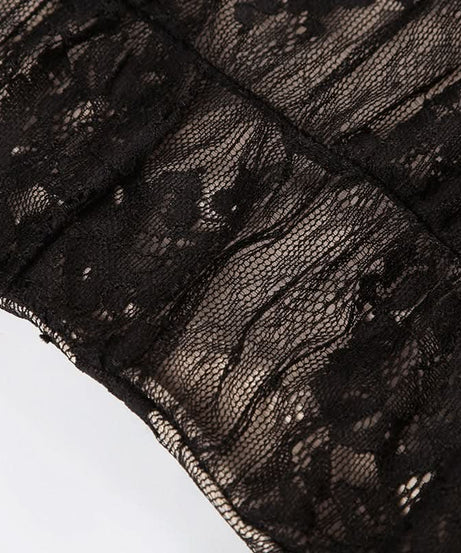 Sultry Sheer Lace Overlay Maxi Dress | High Slit Ruched Bodycon Cami for Fall & Holiday Glam