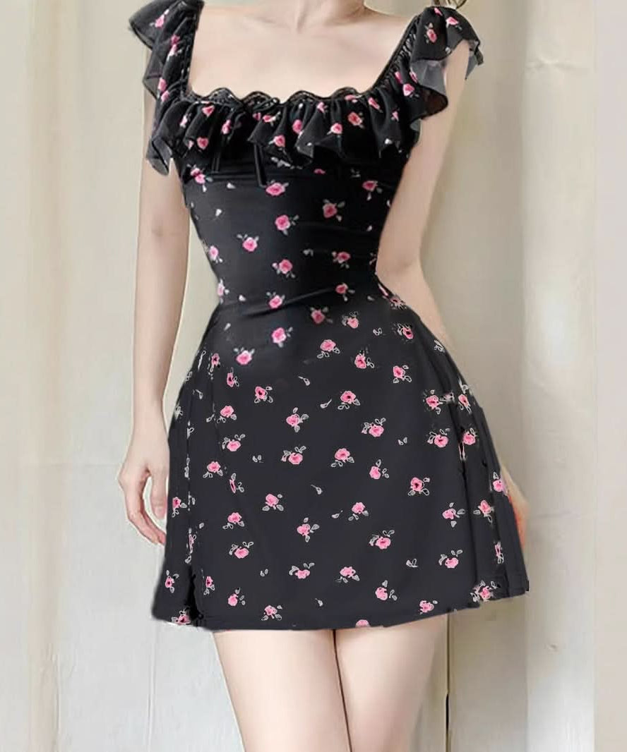 Flirty Fall Bloom Square Neck Ruffle Mini Dress - Your Cute & Comfy Autumn Essential