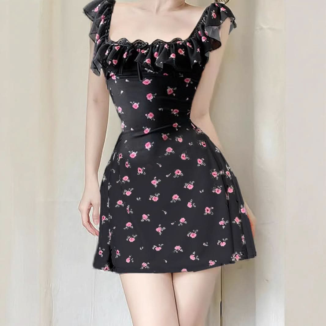 Flirty Fall Bloom Square Neck Ruffle Mini Dress - Your Cute & Comfy Autumn Essential