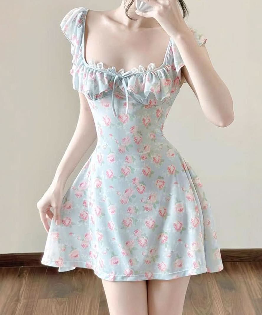 Flirty Fall Bloom Square Neck Ruffle Mini Dress - Your Cute & Comfy Autumn Essential