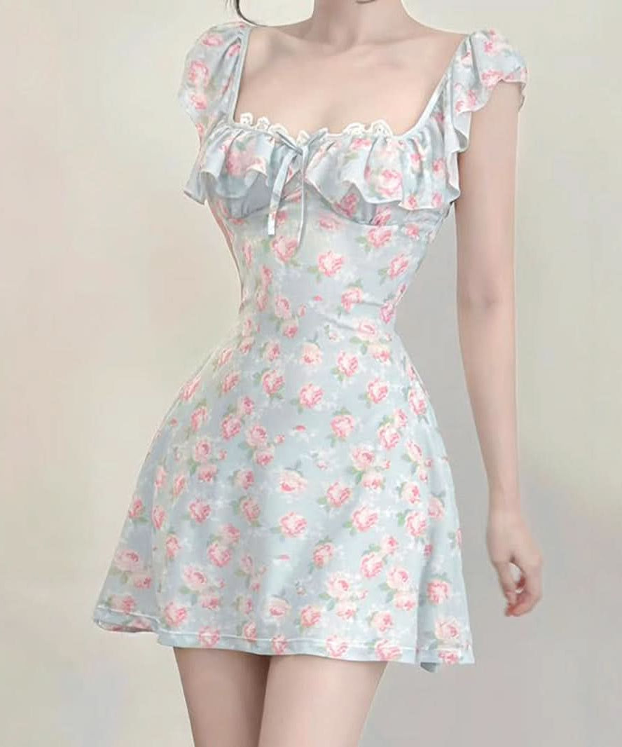 Flirty Fall Bloom Square Neck Ruffle Mini Dress - Your Cute & Comfy Autumn Essential