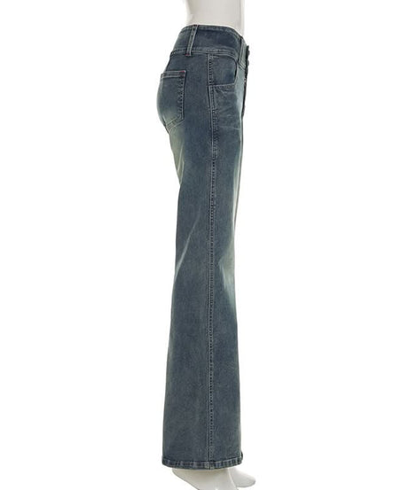 Women's High Waisted Flare Jeans | Retro Stretch Denim-Look Bell Bottoms for Fall