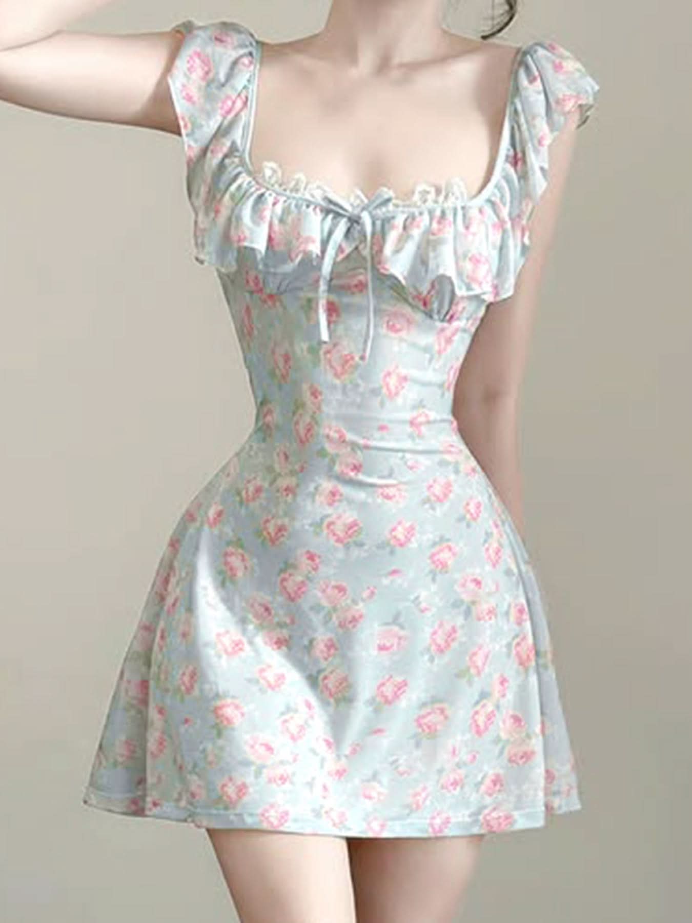 Flirty Fall Bloom Square Neck Ruffle Mini Dress - Your Cute & Comfy Autumn Essential