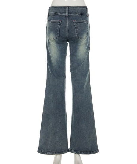 Women's High Waisted Flare Jeans | Retro Stretch Denim-Look Bell Bottoms for Fall