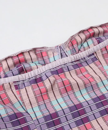 Coquette Plaid Sweetheart Bustier Top with Lace Trim - Y2K Inspired Fall Fashion