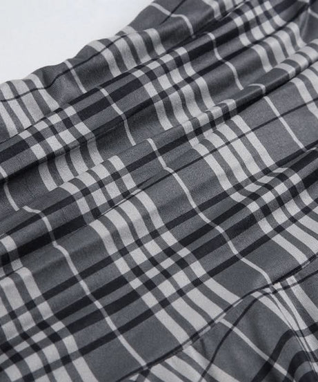 Elevated Autumn Plaid Ruched Handkerchief Hem Midi Skirt