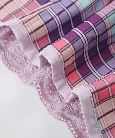 Coquette Plaid Sweetheart Bustier Top with Lace Trim - Y2K Inspired Fall Fashion