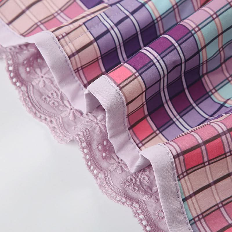 Coquette Plaid Sweetheart Bustier Top with Lace Trim - Y2K Inspired Fall Fashion