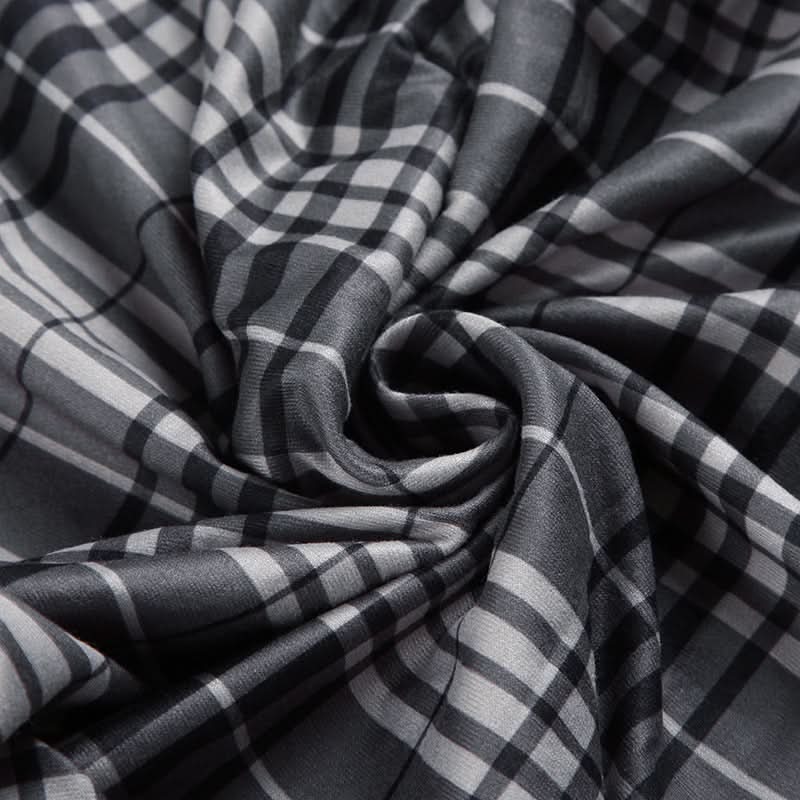 Elevated Autumn Plaid Ruched Handkerchief Hem Midi Skirt