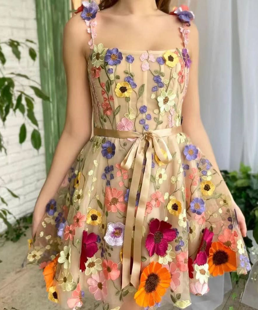 Whimsical Bloom Embroidered Mini Dress – Your Vibrant Fall & Vacation Escape