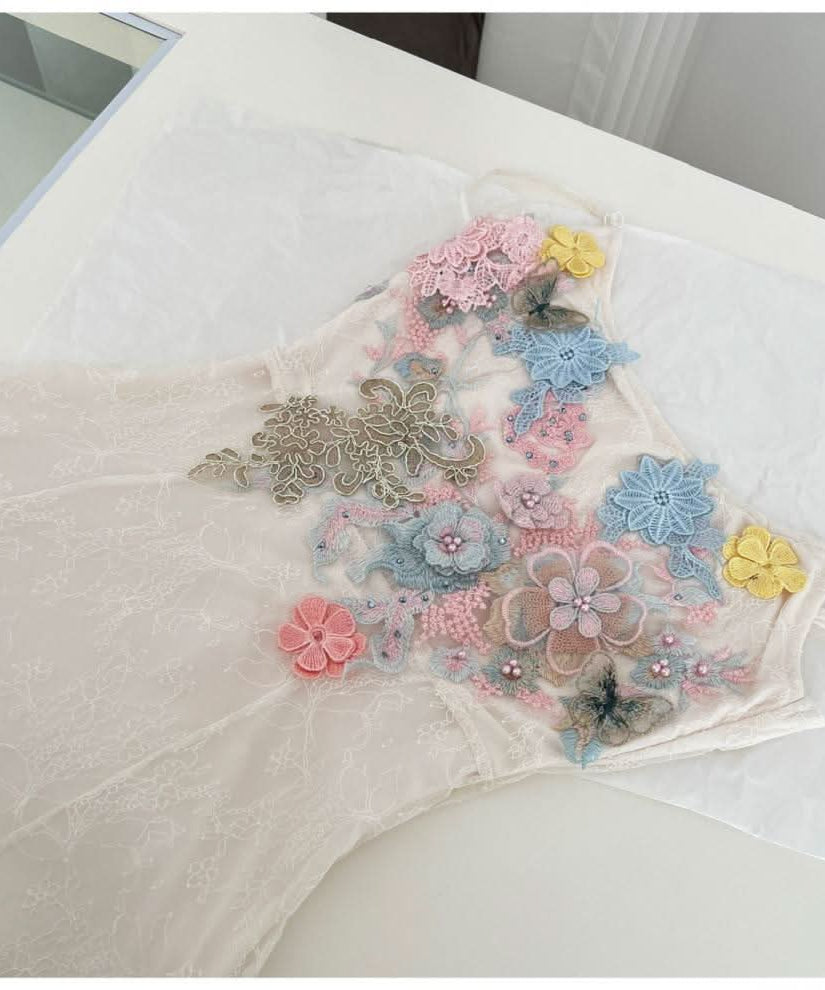 Romantic Lilac Lace Maxi Dress with 3D Floral Embroidery | Fall Wedding & Holiday Gala Ready