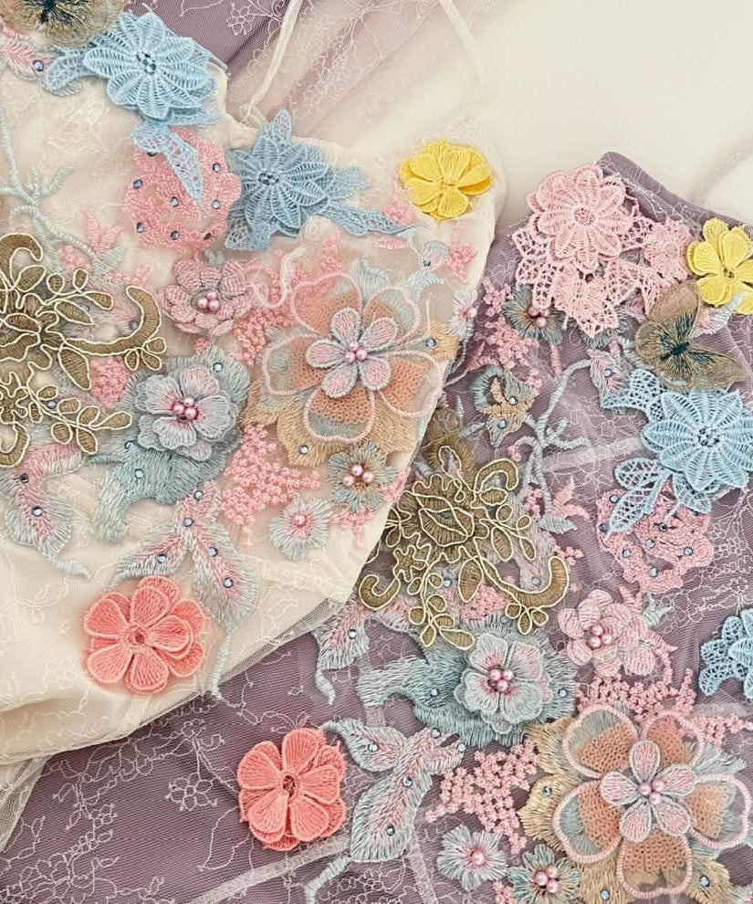 Romantic Lilac Lace Maxi Dress with 3D Floral Embroidery | Fall Wedding & Holiday Gala Ready