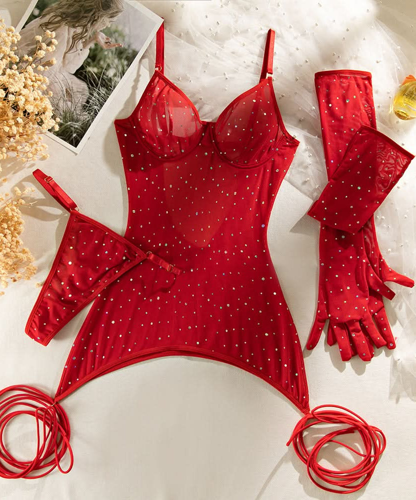 Dazzling Black Sparkle Sheer Mini Dress with Long Gloves - Ultimate Halloween & Fall Party Statement